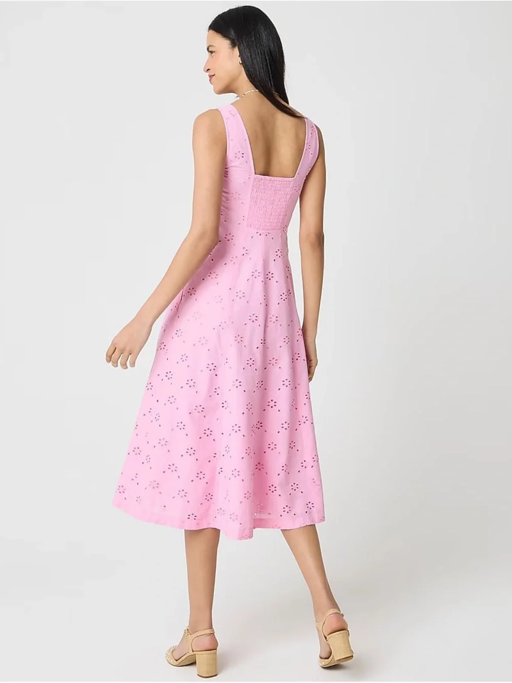 NWT J. Crew Eyelet Embroidered Pink Cotton Midi Dress Size 2
